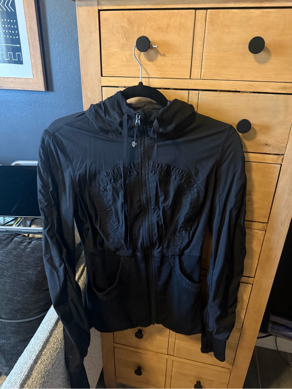Men's Black Zip-Up Hooded Jacket